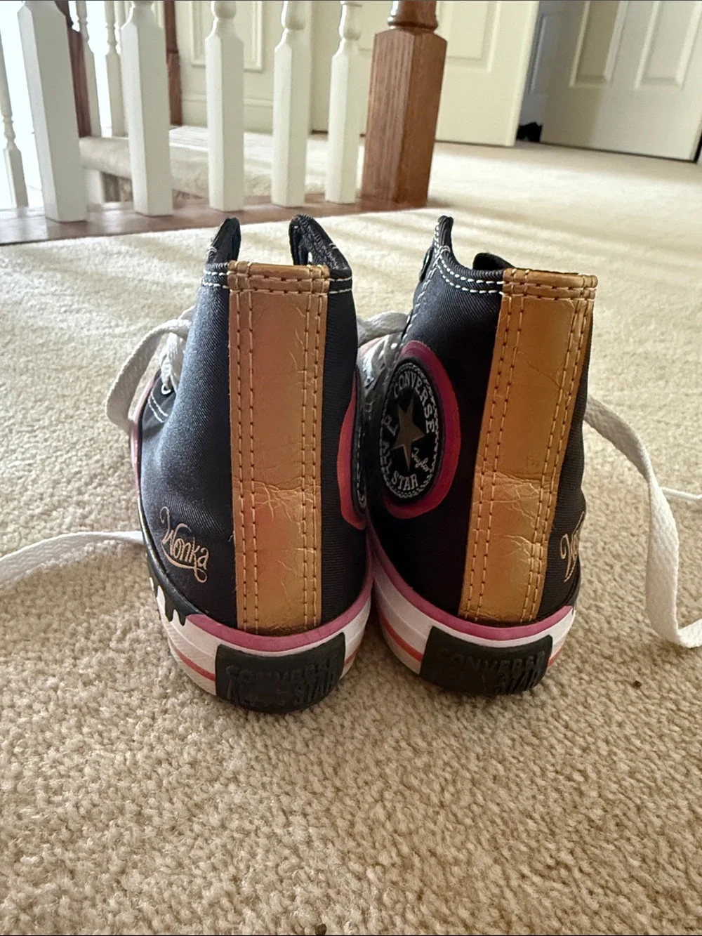 Girls Willy Wonka Converse Brown High Tops - special edition!